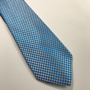 Tommy Hilfiger Blue and White Necktie 100% Silk